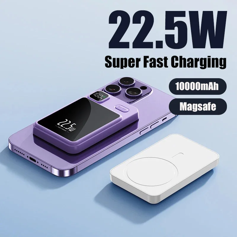 

10000mAh Portable Compact Magnetic Charging Treasure Support 22.5W Two-Way Fast Charging For Iphone Xiaomi Samsung Huawei