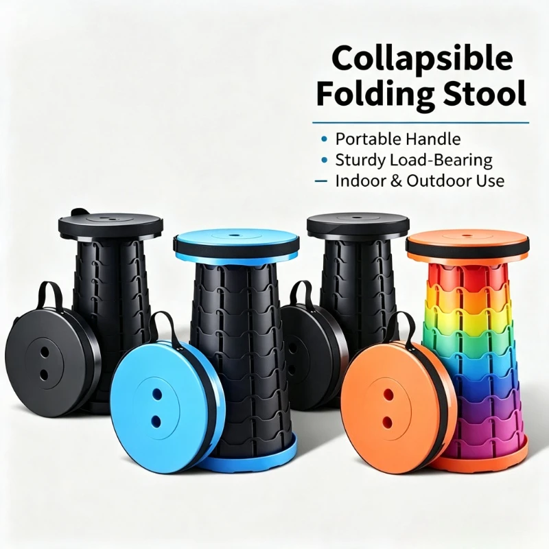 Portable Plastic Folding Telescopic Chair Lightweight Adjustable Stool for Fishing Beach Camping Compact Outdoor Foldable Seat