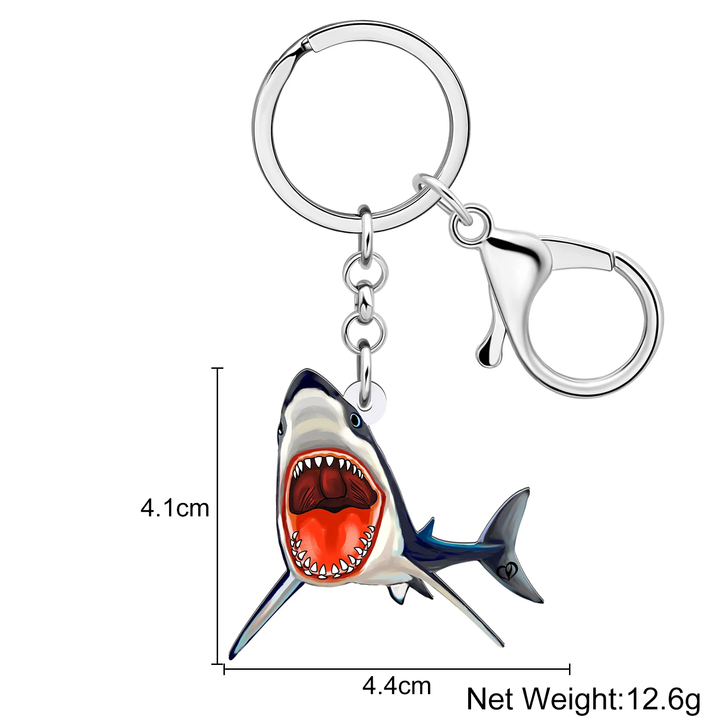 Bonsny Acrylic Big Mouth Teeth Shark Keychains Ocean Fish Key Chains Rings Fashion Jewelry For Women Men Gifts Car Bag Charms