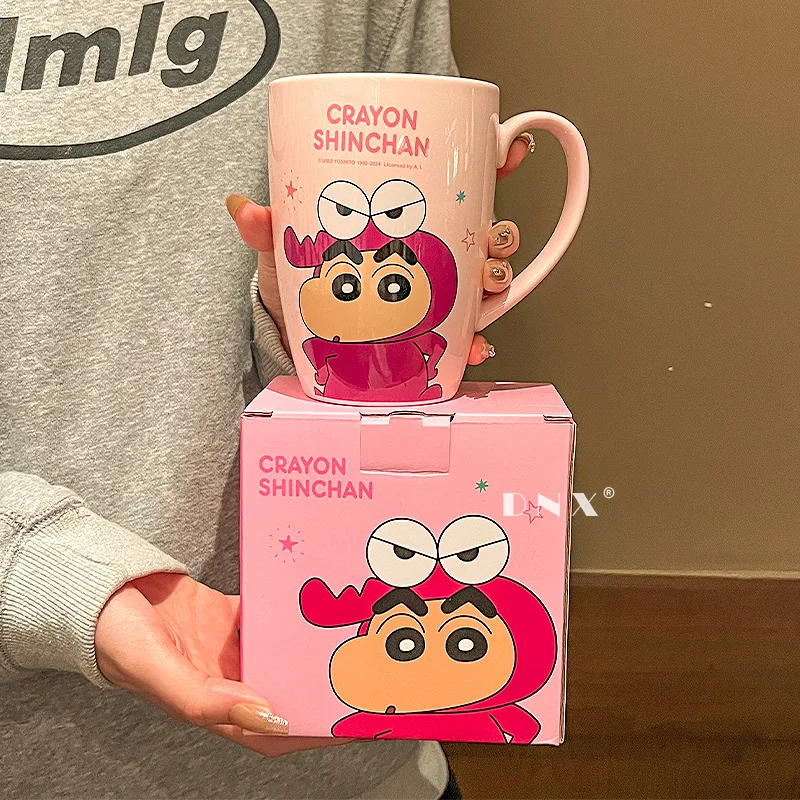 Kawaii Crayon Shin-chan Animal Series Ceramic Cup Cute Girl Mug Office 520ml Coffee Milk Cup Color Box Holiday Gift Water Cup