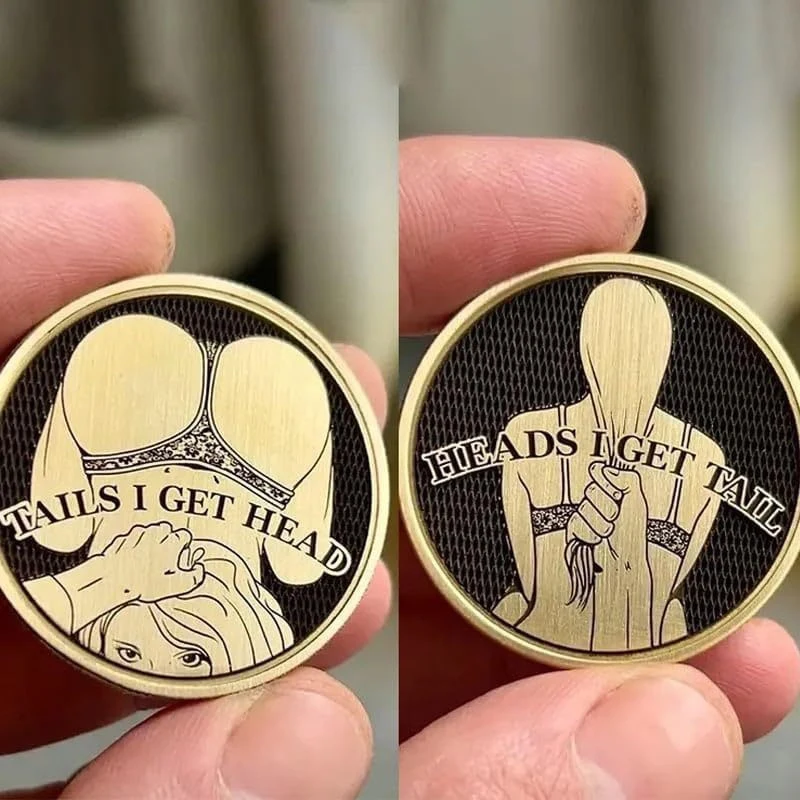 1PC Sexy Woman Coin Funny Heads And Tails Coins Heads I Get Tail Tails I Get Head Double Side Adult Sexy Coin Lucky Token Gift