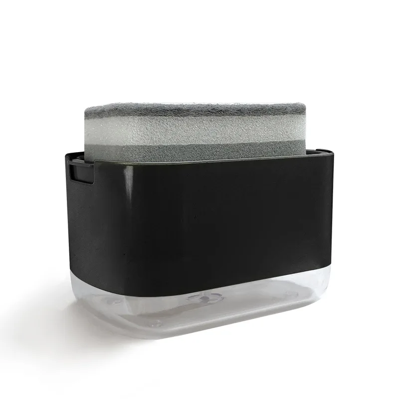 Soap Dispenser Box Press Dispenser Scrubbing Liquid Container Kitchen Bathroom Automatic Detergent Foam Box with Sponge Holder