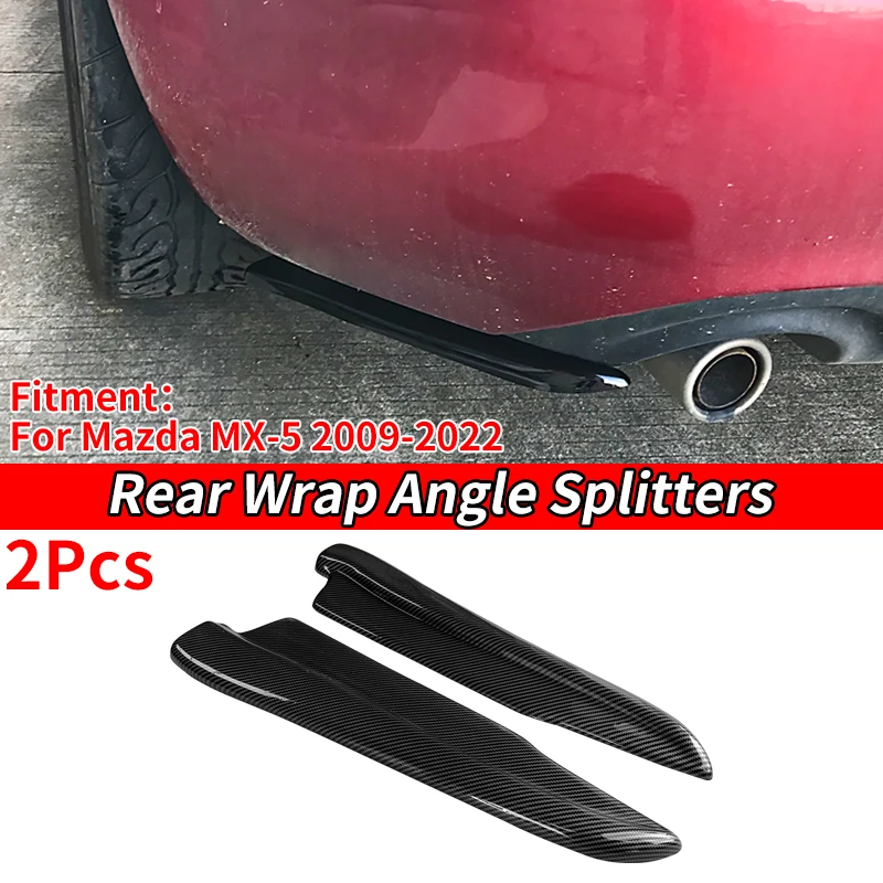 High Quality Car Accessories Rear Bumper Splitters Aprons Lip Winglet Wrap Angle Carbon Fiber Look ABS For Mazda MX-5 2009-2022