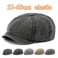 New Washed Cotton Octagonal Hat for Women Big Size 60cm British Beret Artistic Vintage Painter Hat Retro Newsboy Cap for Men
