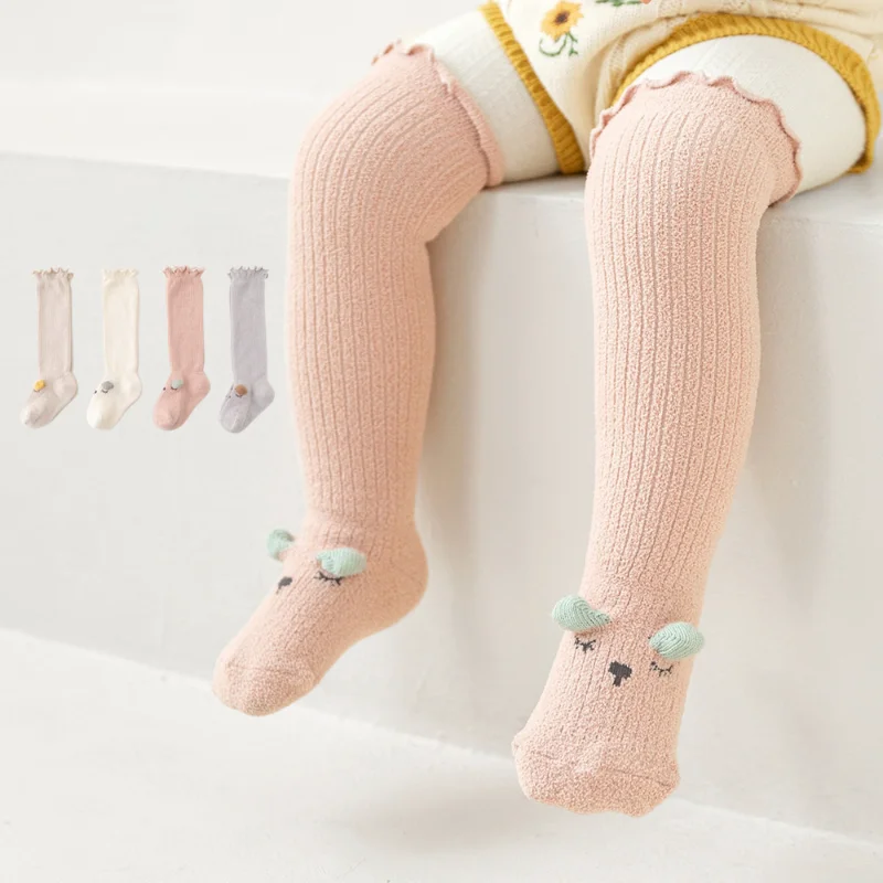 

Winter Autumn Thicken Plush Warm Thermal Stockings Tight Hot Cartoon Animal Striped Knee High Long Sock for Baby Boy Girl