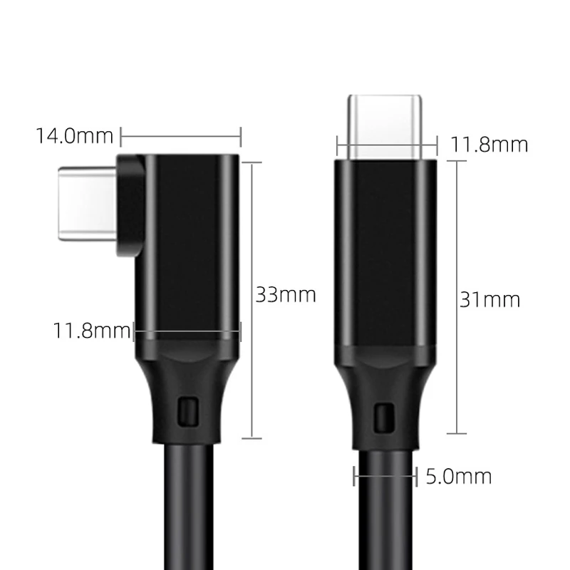 Elbow USB 3.2 Gen 2 Type C to C Cable 20Gbps 4K Video VR Data Cable 5A 100W PD Fast Charging For Oculus Macbook Pro iPad Laptops