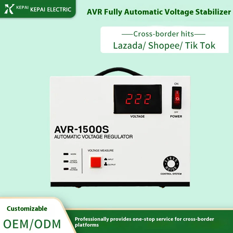 Factory Direct AVR-1000VA Single Phase Automatic AC Copper Voltage Stabilizer for Household Appliances Home Use