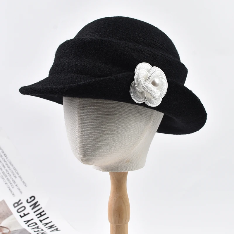 Women French Style 'S Elegant Pillbox Fedora Hat Winter Party Church Hats