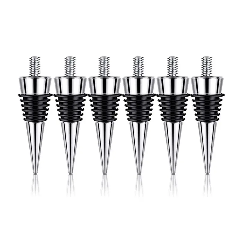 A74E-6 Pieces Metal Bottle Stopper Blank Zinc Alloy Wine Bottle Stopper Kit Reusable Wine Saver Corks Bottle Stopper Set
