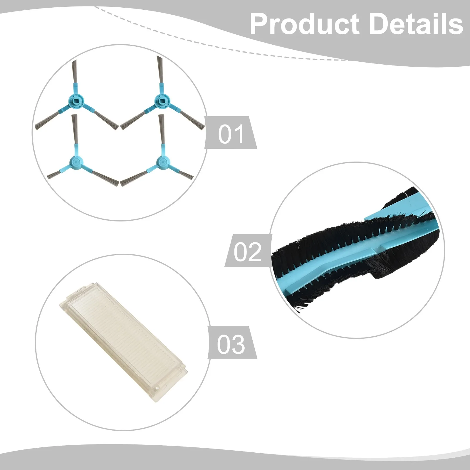 Roller Brush Side Brush Filter Kit For Cecotec For Conga 3290, 3390, 3490 3590 Vacuum Cleaner Parts Accessories Replacement
