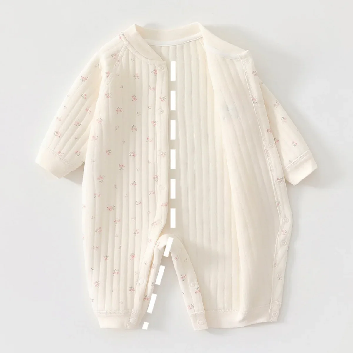 0-2Y Infant Baby Onesie Bodysuit 2026 Newborn Cotton Padded Romper Warm Thickened Jumpsuit Full Print Baby Spring Winter Outfit