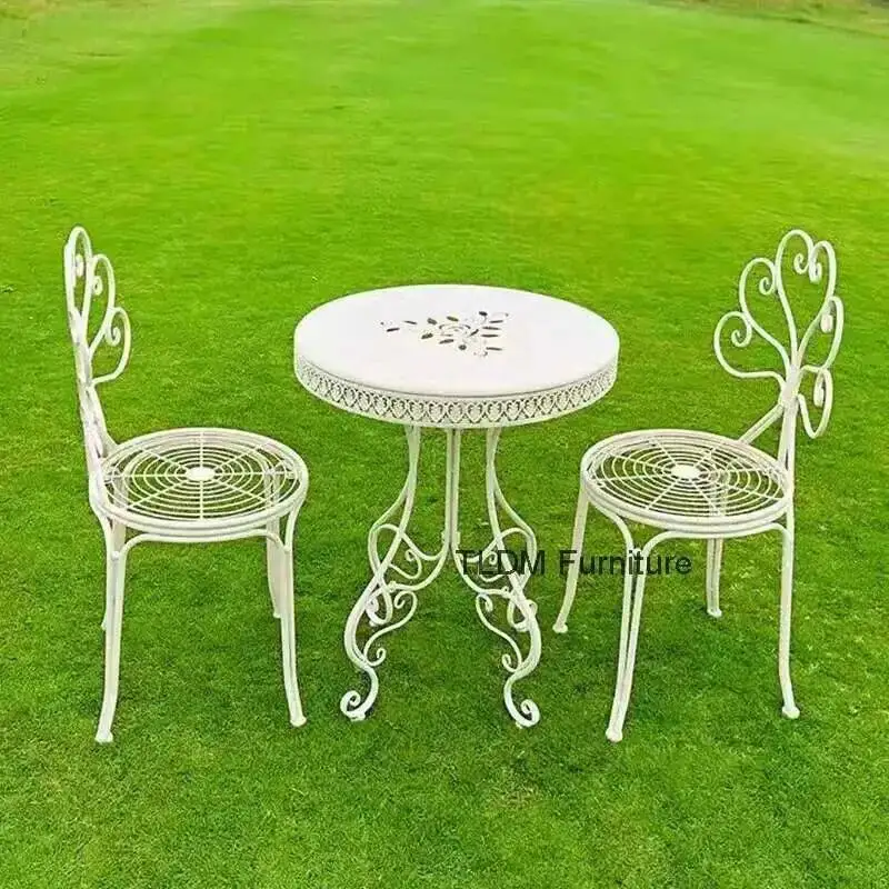 

Furniture Sets Luxury Garden Iron for Garden American Waterproof Backrest Chair Leisure Retro Outdoor Furniture Sets for Balcony