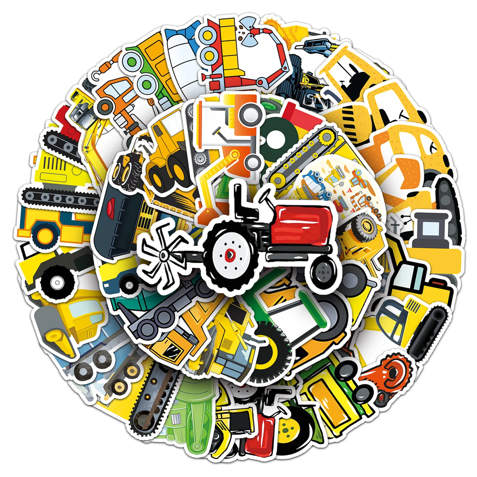 

50PCS Cartoon Engineering Vehicle Sticker Creative Graffiti Waterproof Decal Kids Toy Gift for Stationery Box Water Cup Guitar