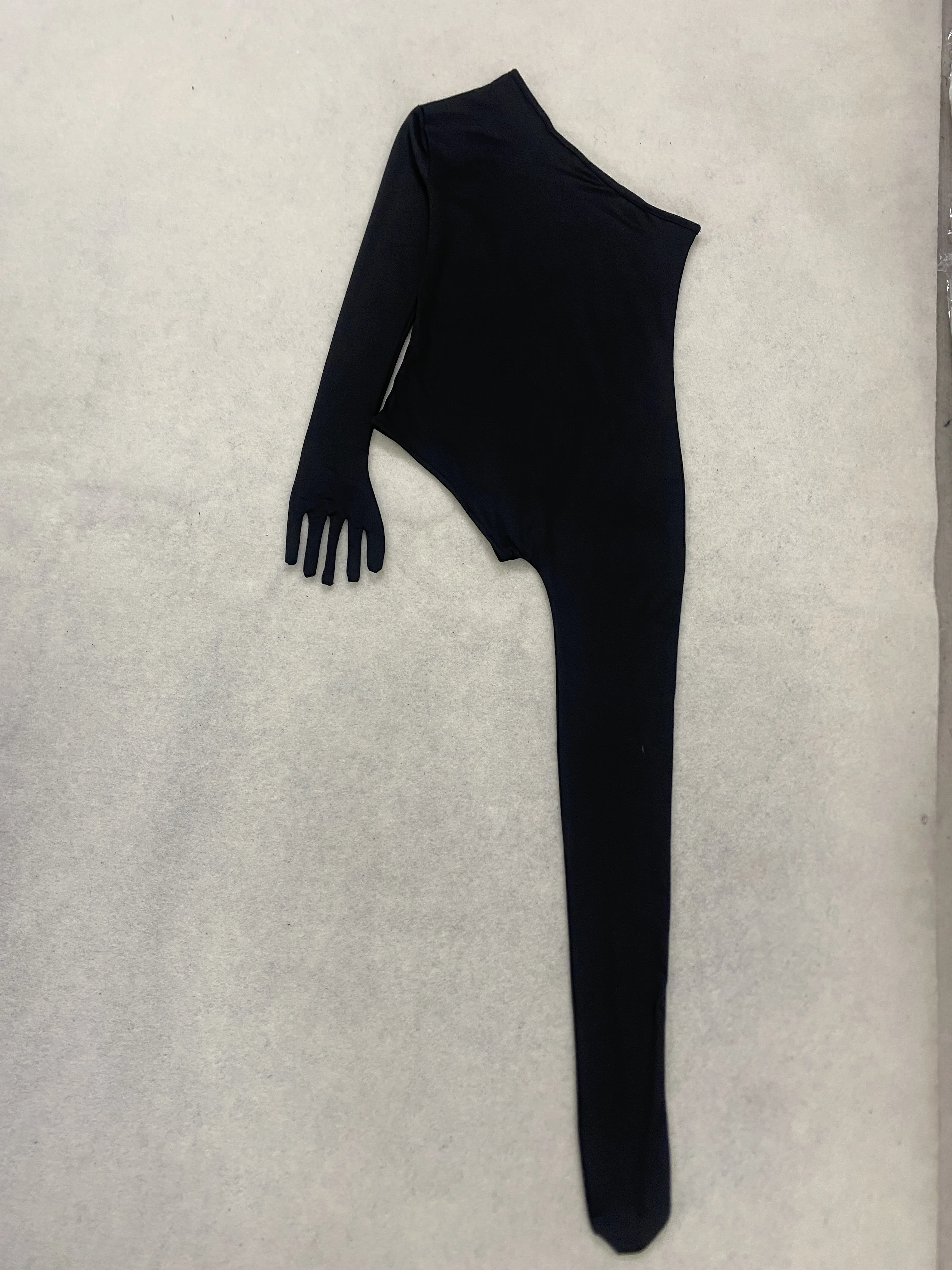 Women Long Sleeve Gloves Legging Bodycon Y2K Sexy Clubwear BodysuitOne Shoulder Asymmetrical Unitard Jumpsuit