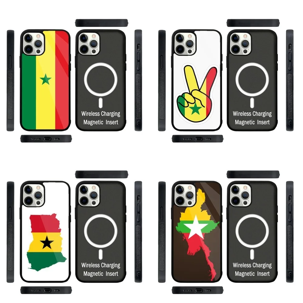 Senegal Flag Case Phone Case Strong Magnetic For IPhone 15,14,13,Pro,Max,Plus,11,12,Mini For Magsafe Wireless Charging