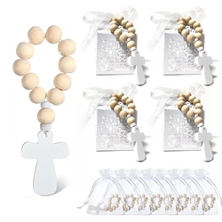Catholic Wooden Rosary Bead Rosaries with Cross Beads Christening Favors with White bag box for the First Communion Confirmation