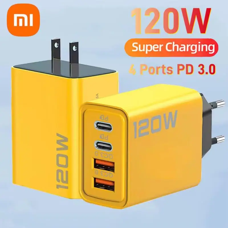 Xiaomi 120W USB C PD 3.0 Charger Quick Charge Fast Charging Type C USB Phone Charger Adapter For iPhone15 Samsung EU/US Plug