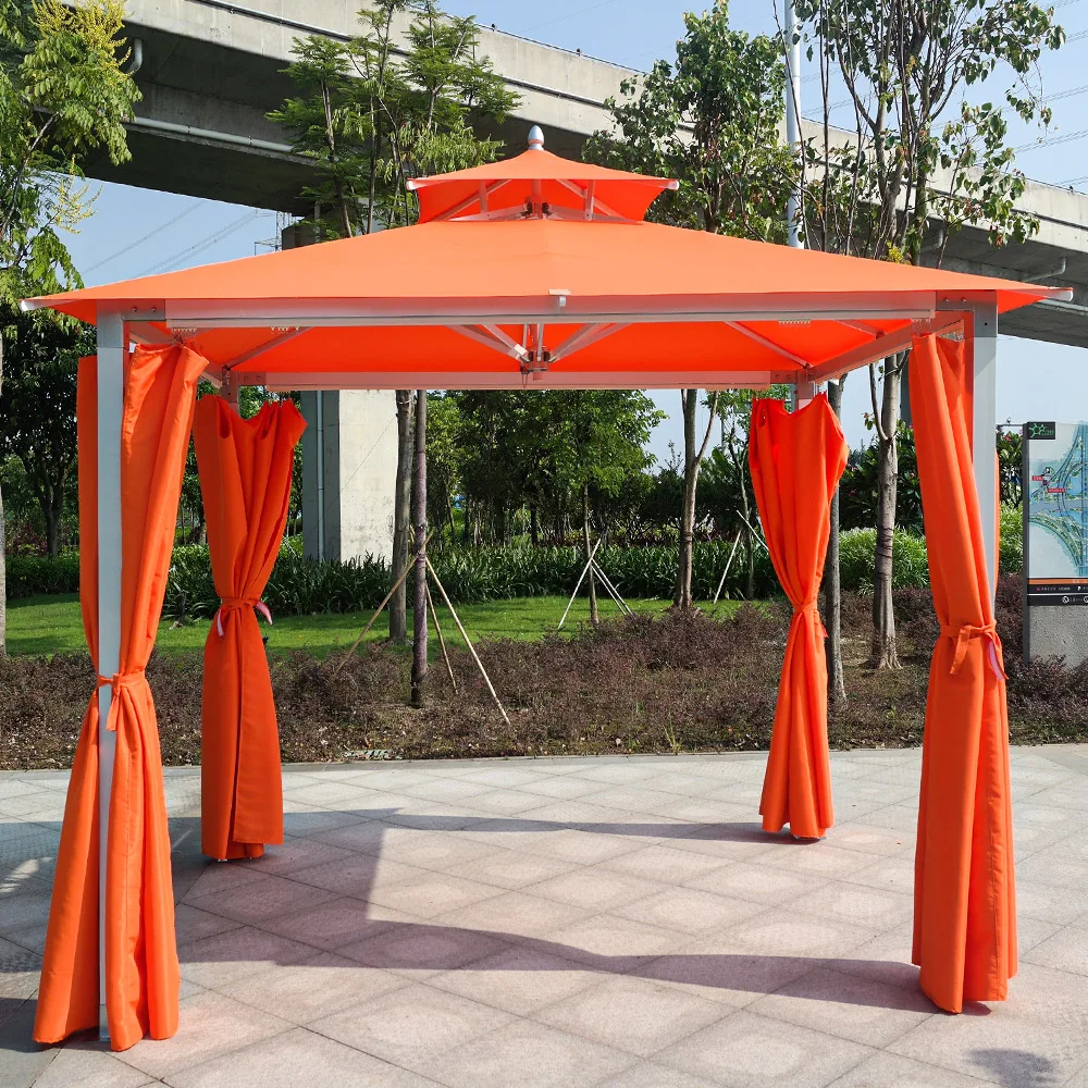 Luxury Durable Windproof Customizable Aluminum Alloy 3x3m 3x4m 4x4m Garden Wooden Gazebo with Sidewall for Outdoor Patio Pro