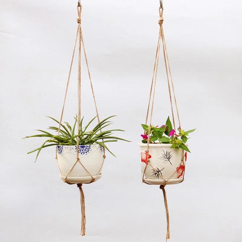 Hemp Rope Plant hanger Basket Flower Pot Hanging Holder Garden Decoration Balcony Indoor Outdoor Braided Useful Convenient