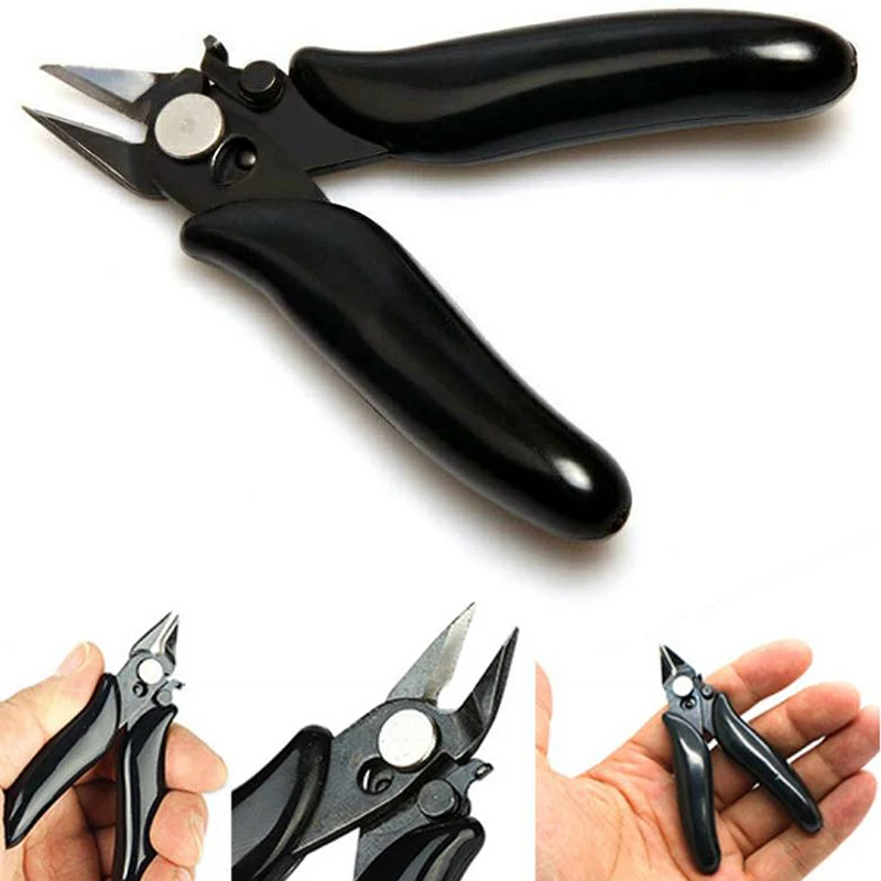 Black Diagonal Pliers Mini Wire Flush Cutter 3.5 Inch Micro Diagonal Cutting Plier Wires Insulating Rubber Handle Model Pliers