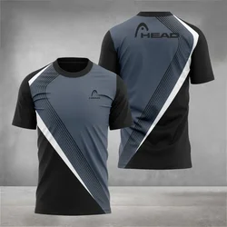 2024 Summer loose short-sleeved fashion badminton training clothing 3D digital printed men's T-shirt outdoor tennis sportswear