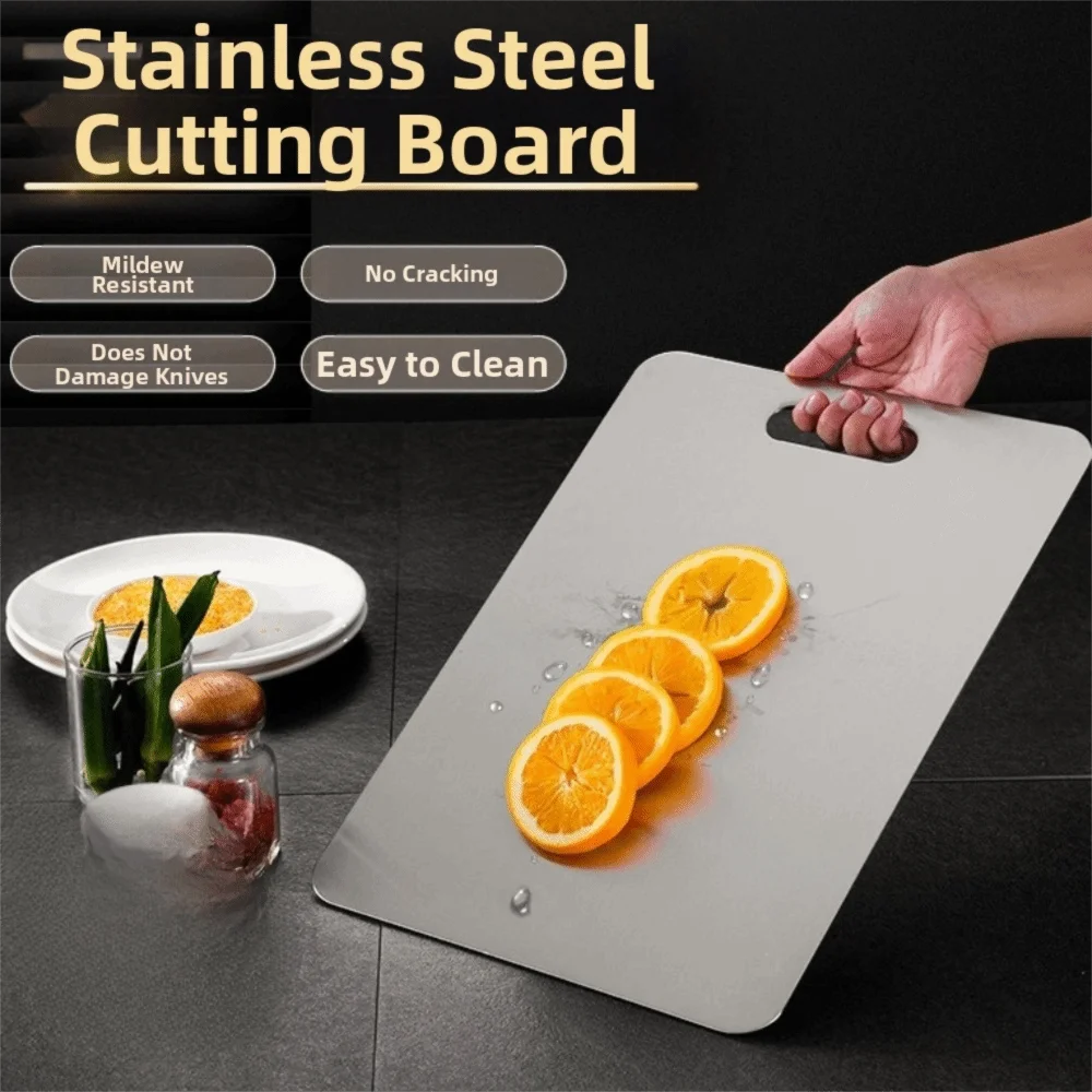 Double-Sided Stainless Steel Cutting Board Thickened Multi-functional Kneading Board Mildew-Proof Chopping Plate Cutting Meat