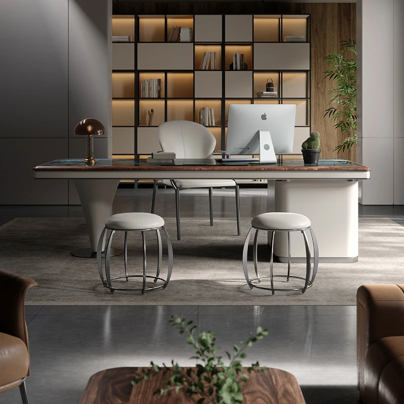 Luxury stone natural marble desk light luxury desk designer high-end study computer desk