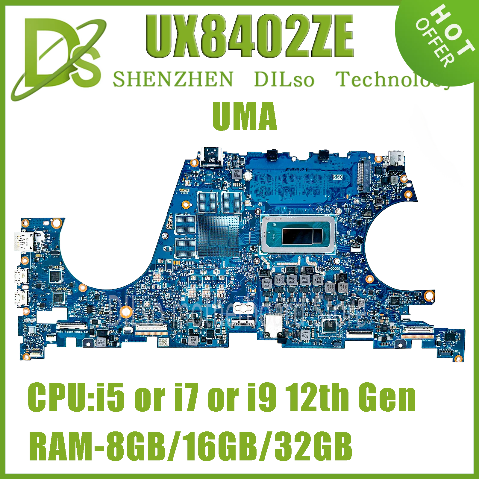 

KEFU UX8402Z Mainboard For ASUS UX8402ZA BX8402ZA BX8402ZE RX8402ZE RX8402ZA UX8402ZE Laptop Motherboard i5 i7 i9 12th Gen