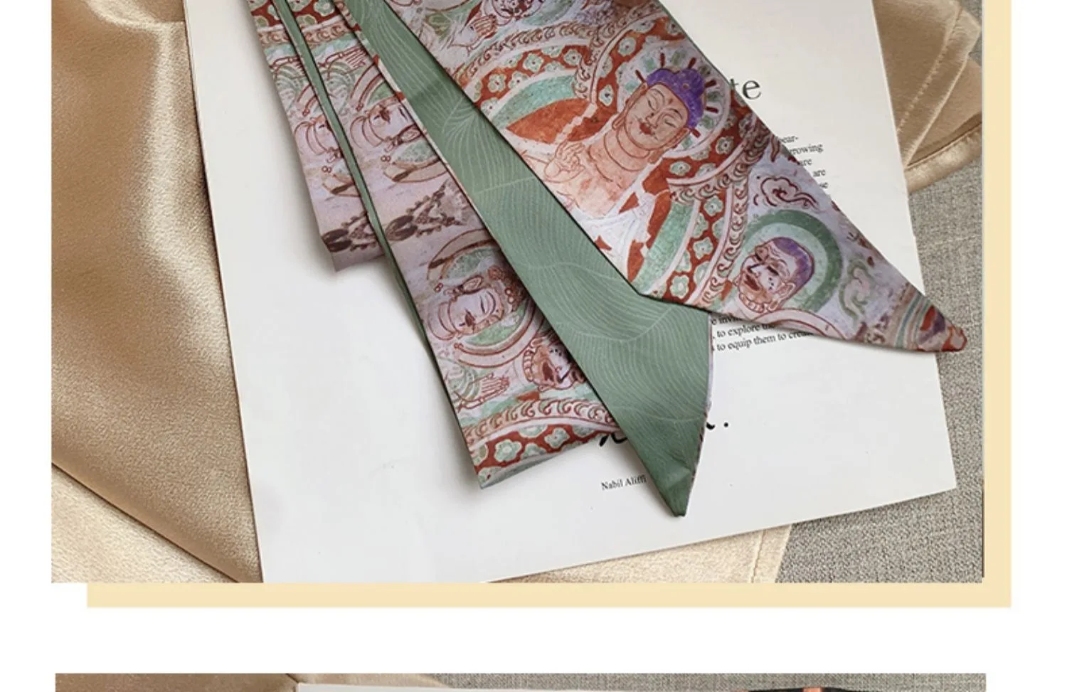 Französische Fliege Malerei Seidenschal Langes Band Ölgemälde Kopftuch Stirnband Haarschmuck – Detail 21