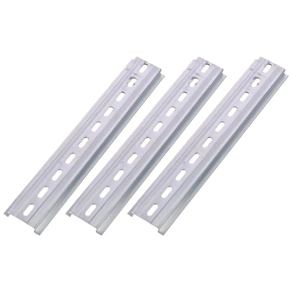 

3Pcs 35mm Wide DIN Rail Slotted 7.5mm High Silver Tone Terminal Blocks Contactor Electrical Slotting Rail