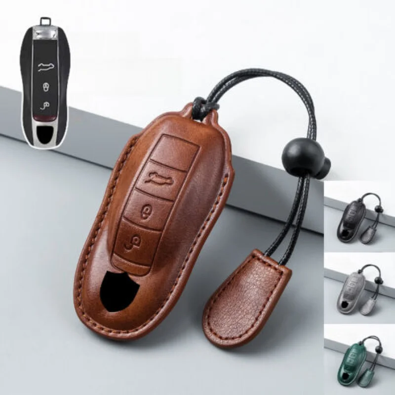 

A+ Genuine Leather Car Key Case Cover For Porsche Panamera Cayenne Macan 911 918