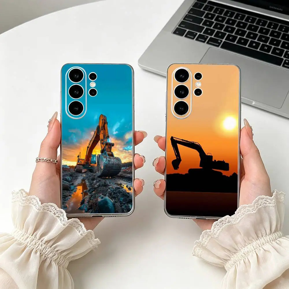 Workhard E-Excavator Phone Case For Samsung S25,Ultra,S24,S21,S22,S23,S30,Plus,Fe,Lite Transparent Cover