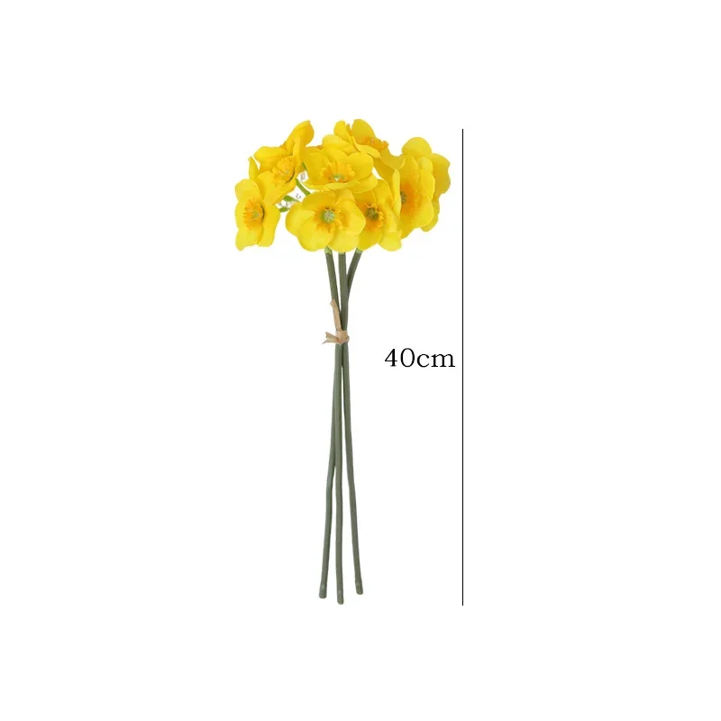 

5-pack of Simulated Three-head Bouquets of Narcissus Artificial Flowers Suitable for Home Decor Decorations Wedding Decorations