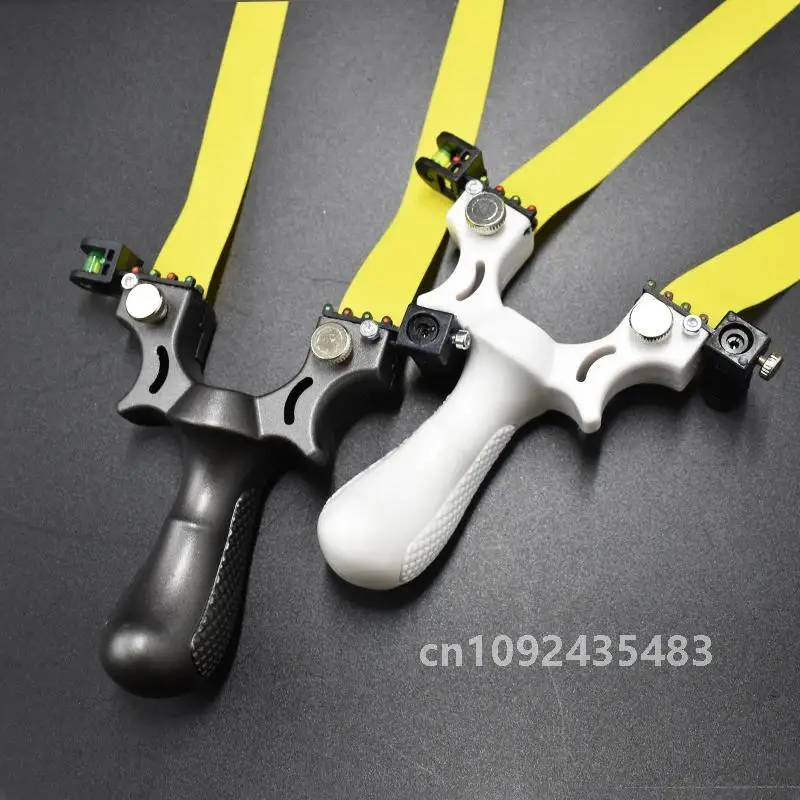 High-quality Laser Aiming Slingshot with Flat Rubber Band Spirit Level High Precision Outdoor Hunting Resin Catapult Toy