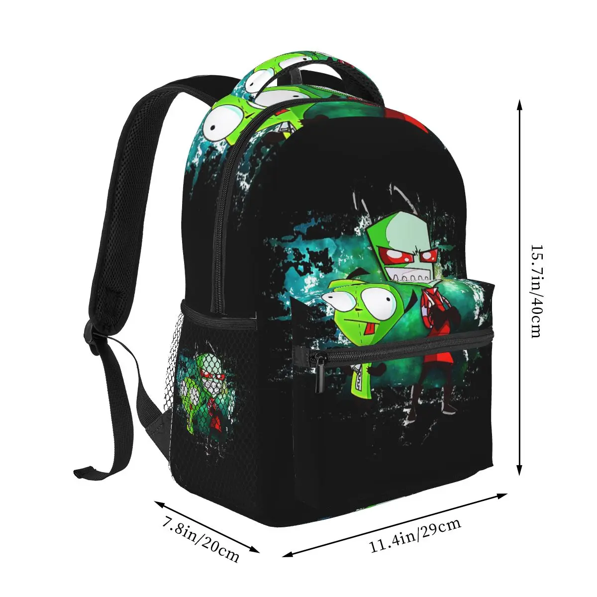 Art Invader Zim Graphic Backpack Student Boys Girls BookBag Kids School Bag Laptop Shoulder Bags for Men Women