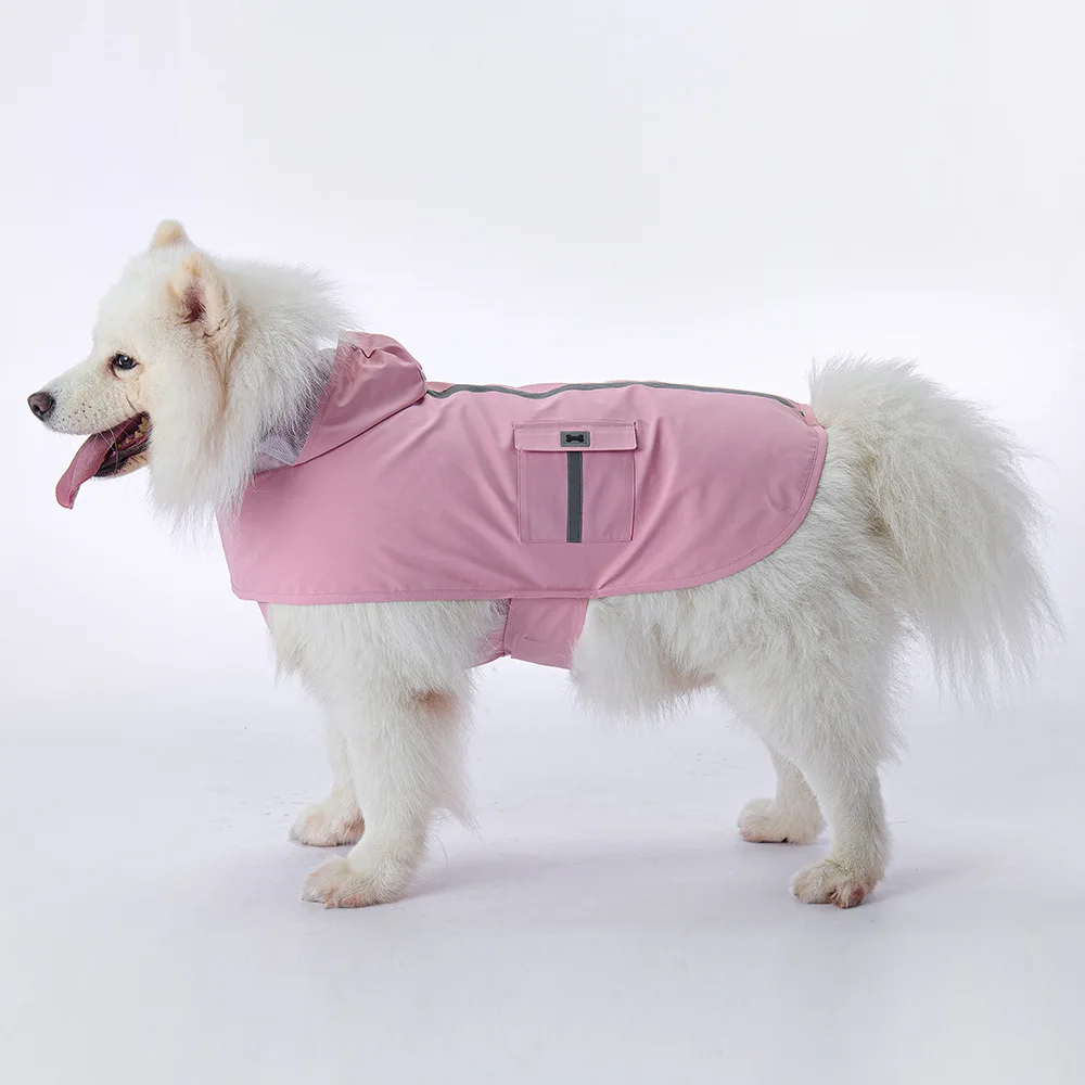 

New European and American dog specific hooded rain jacket, midsize waterproof Samoyed pet raincoat for large dogs