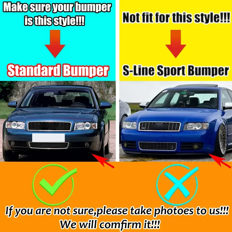 Front Upper Grill For Audi A4 B6 Sedan 2002-2005 Honeycomb Lower Grille Fog Lamp Grill 4pcs set  Gloss Black Car Accessories