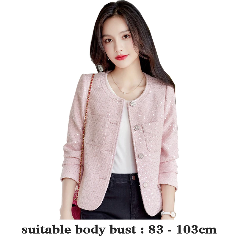 

High quality woolen blazer for women single breasted with button new autumn winter 2025 elegant office clothes pink beige