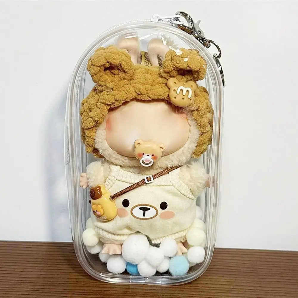 Thickened Labubu Doll Protective Bag 18cm Cotton Doll Transparency Cable Organizer Box Dust Protection Sunproof Rainproof