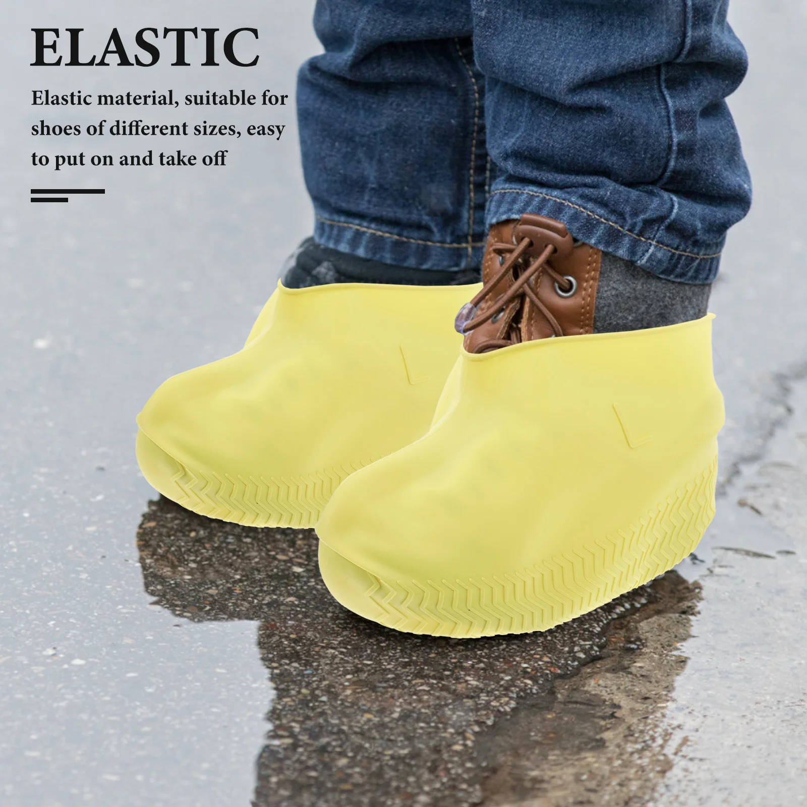 

Waterproof Shoe Covers Splashproof Rain Shoes Yellow Silica Gel AntiSlip Outdoor Walking Boot Protector For Men Women