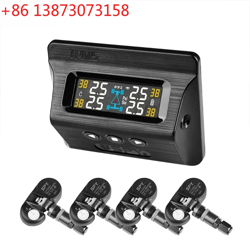 

SPY internal Digital Monitoring Wireless TPMS Tire Pressure Monitoring System Solar TPMS Tire Pressure Monitor with 4 External