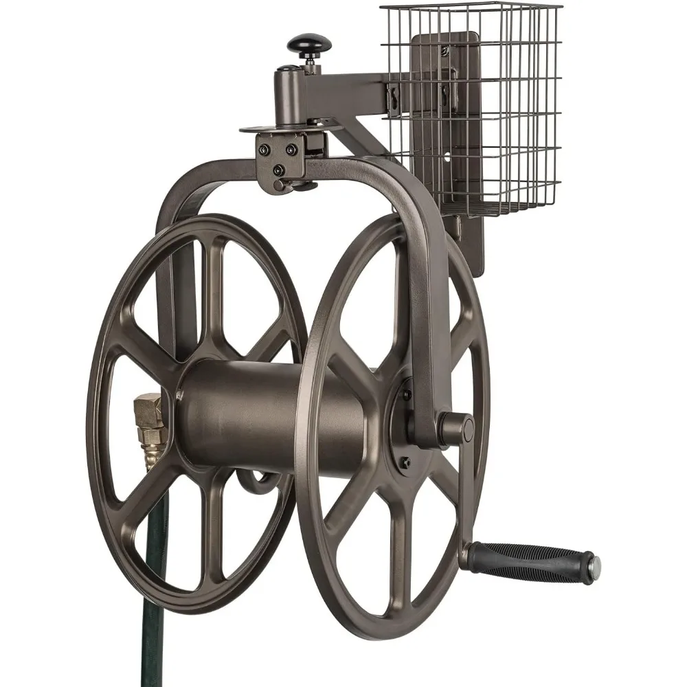 

Liberty GARDEN 712 Single Arm Navigator Multi-Directional Garden Hose Reel, Holds 125-Feet of, 5/8-Inch, Bronze