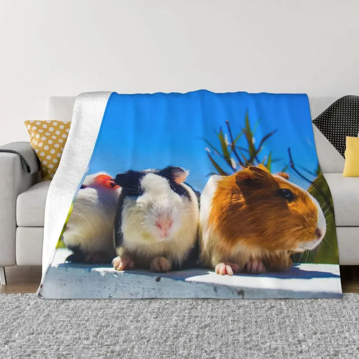 Kawaii Guinea Pig Fleece Throw Blanket Cute Animal Blanket for Bed Outdoor Lightweight Plush Thin Quilt