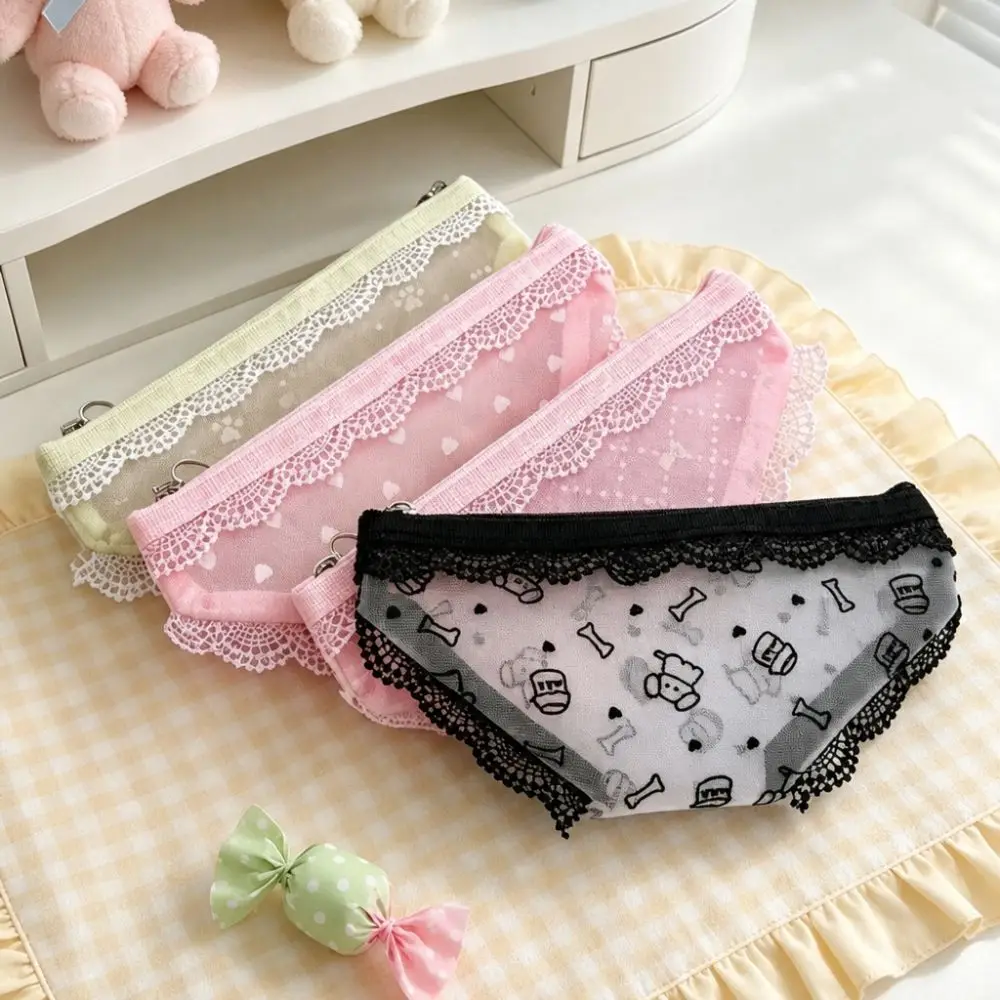 Portable Lace Mesh Storage Pouch Briefs Shape Triangle Makeup Bag Multi-use Toiletry Bag Home Travel