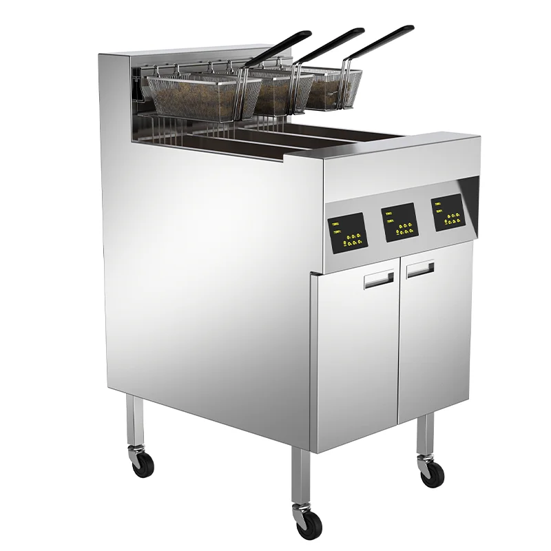 

Commercial 3-Tank Deep Fryer With Intelligent Control Oil Filtering System Heavy-Duty Electric Deep Fryer For Restaurants Hotels