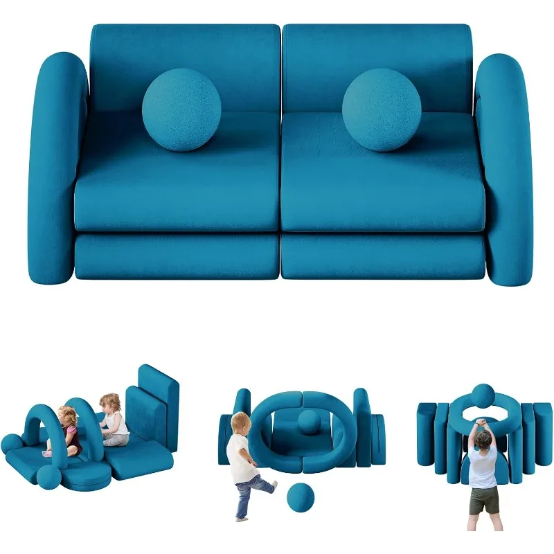 

Modular Kids Play Couch, 12PCS Kids Couch with Balls Kids Modular Couch for Playing, Creativing, Modular Couch Kids