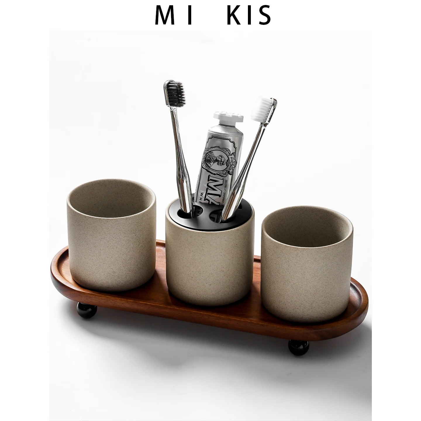 

Retro Style Couple Toothbrush Holder Ceramic Bathroom Accessories Double Tooth Cup Organizer No Drain Function Frosted Finish