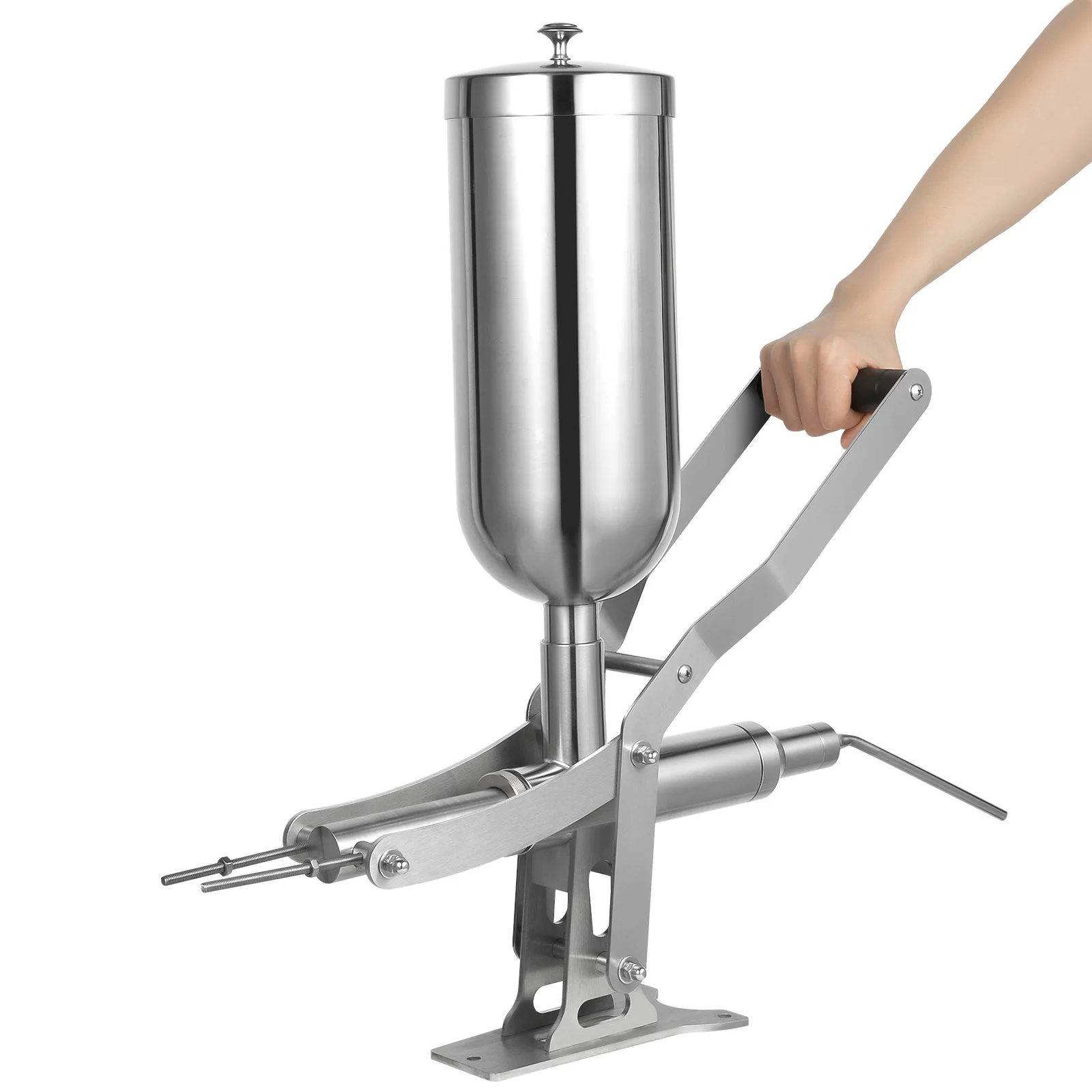 

Stainless Steel Manual Filler 5L Cream Puff Churro Maker Machine Fill Machine Stainless Steel Fruit Donuts Filler with 4 Nozzles