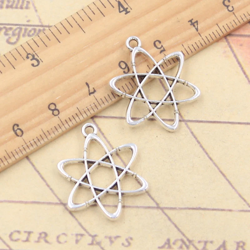 20szt Charms Science Atomic Diagram 25x20mm Tybetański Srebrny Kolor Wisiorki Antyczna Biżuteria DIY Ręcznie robione Rzemiosło — zdjęcie 3