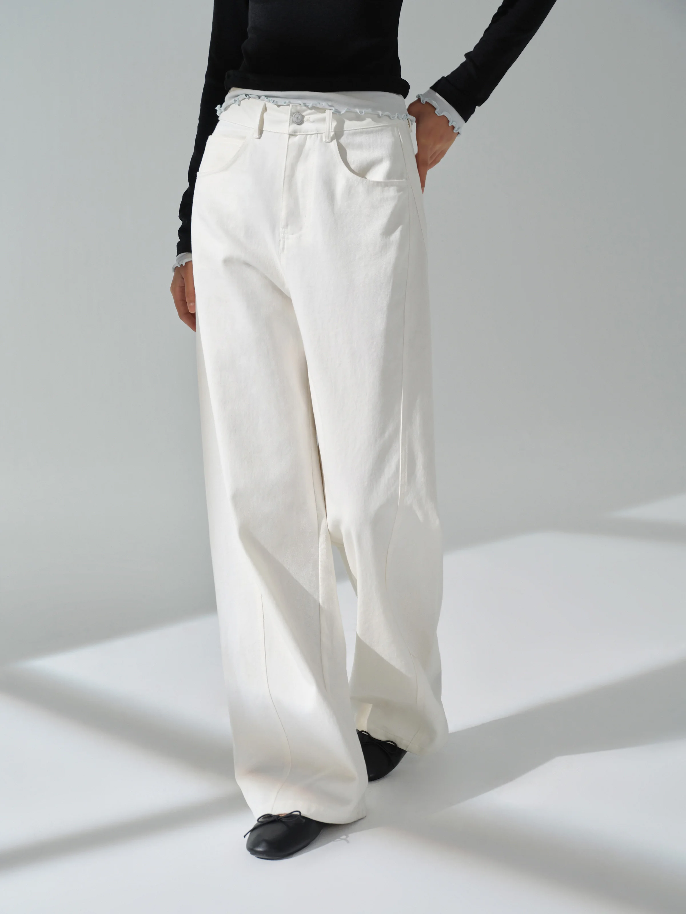 High Waist White Wide Leg Pants Women Casual Loose Trousers Slimming Petite Friendly Elegant Floor Length Pants Autumn Outfits